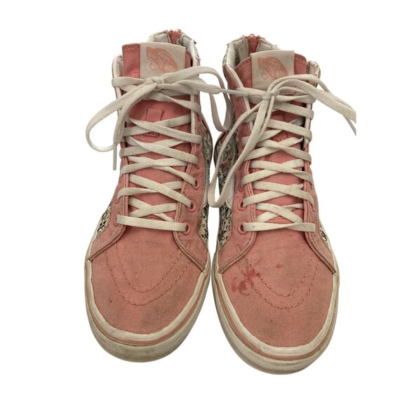 Vans US Juniors size 5.5 High Top Sneakers Pink & White With Cartoon Pattern - Picture 3 of 8